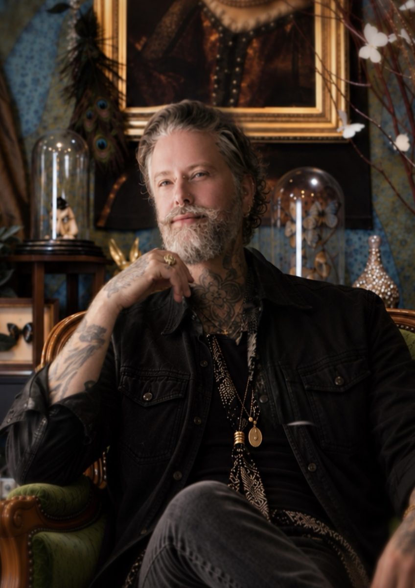 James Robinson, tattoo artist and illustrator, at Gilded Cage in Brighton